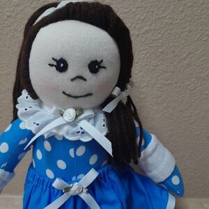 Ballerina Doll Blue & White Poka-Dot Outfit Size:13.5"  Handmade